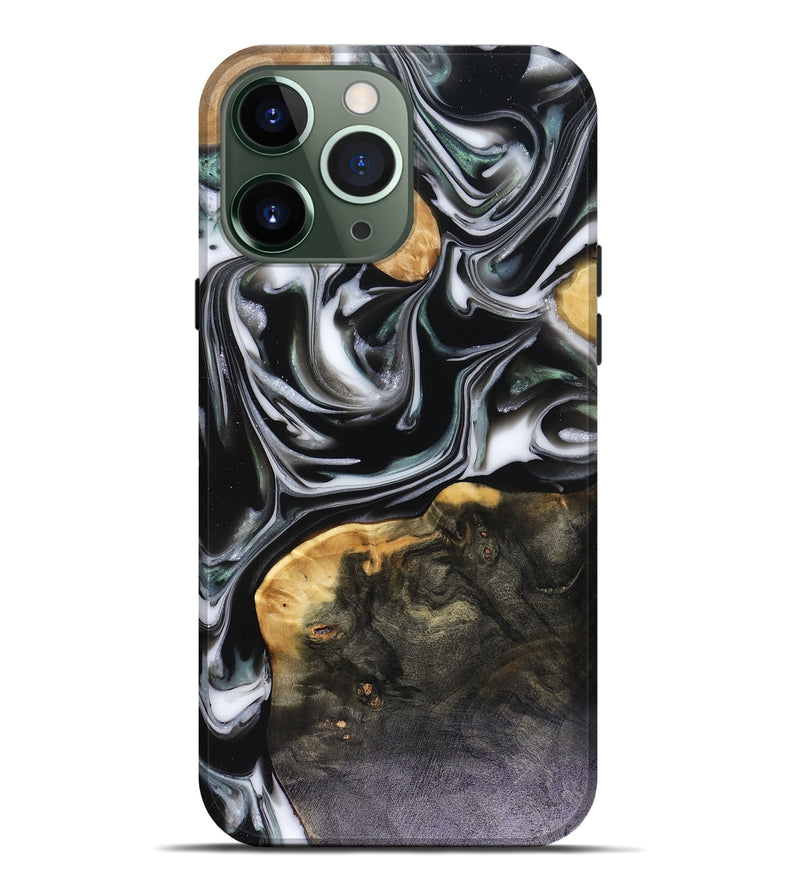 iPhone 13 Pro Max Wood Live Edge Phone Case - Helena (Black & White, 816139)