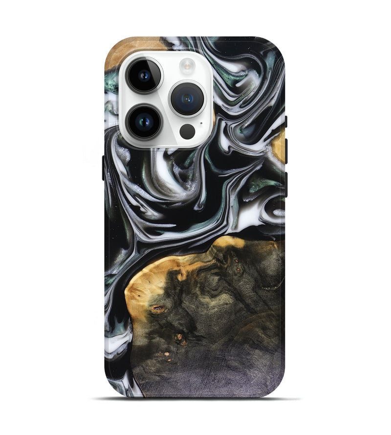 iPhone 15 Pro Wood Live Edge Phone Case - Helena (Black & White, 816139)