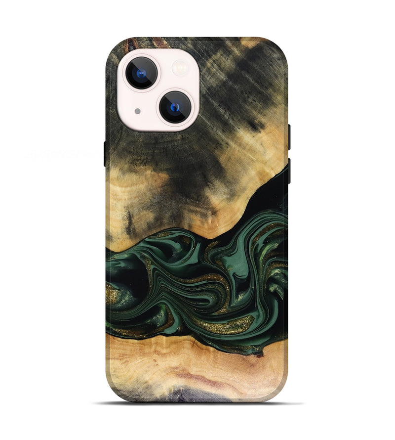 iPhone 13 Wood Live Edge Phone Case - Ahmir (Green, 816140)