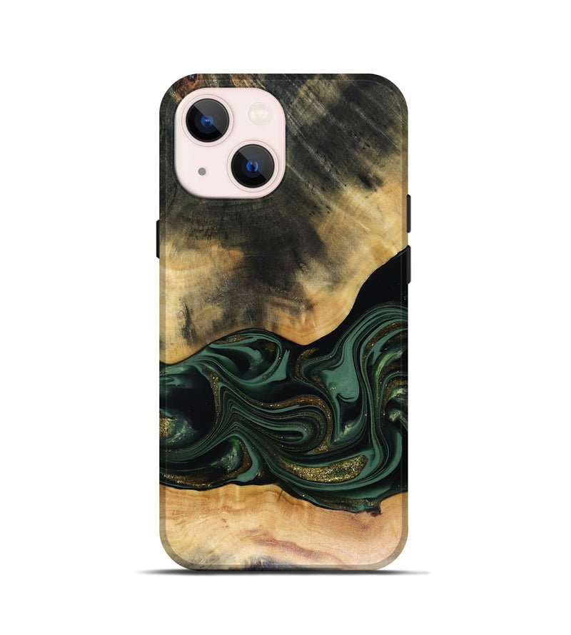 iPhone 13 mini Wood Live Edge Phone Case - Ahmir (Green, 816140)