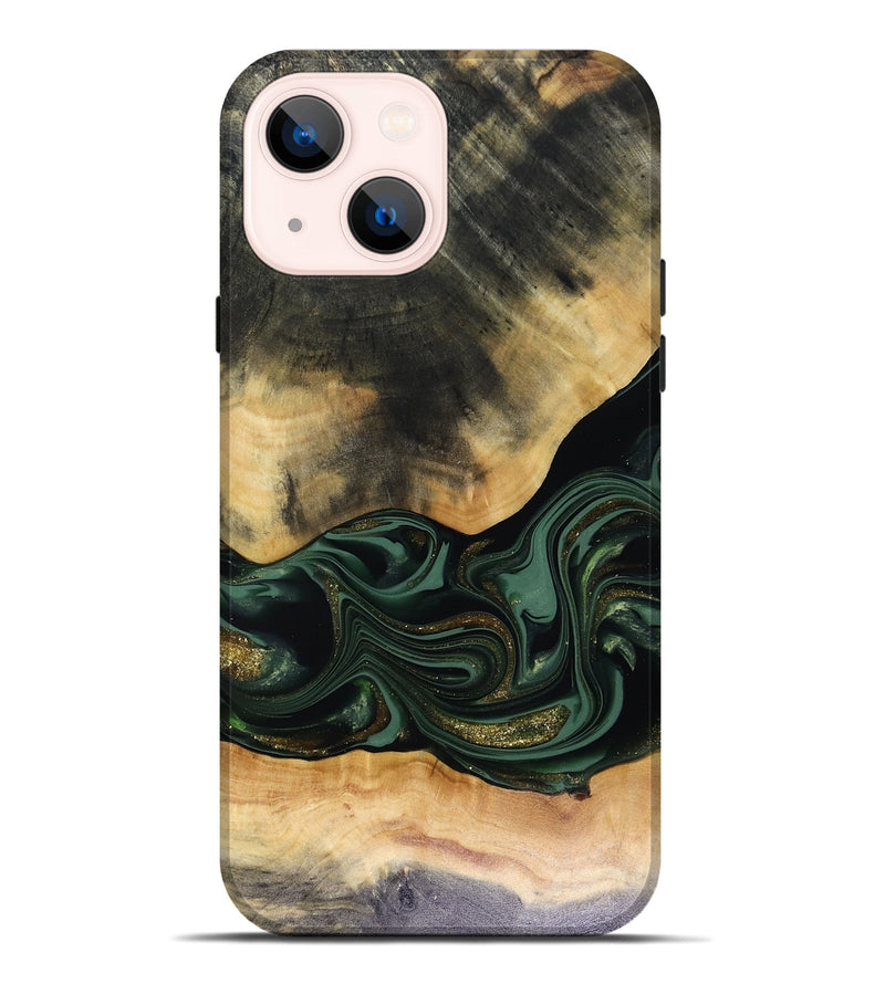 iPhone 14 Plus Wood Live Edge Phone Case - Ahmir (Green, 816140)