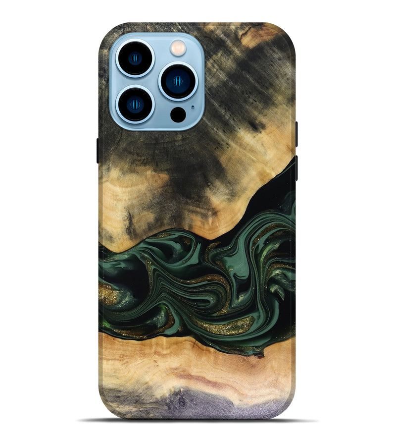 iPhone 14 Pro Max Wood Live Edge Phone Case - Ahmir (Green, 816140)