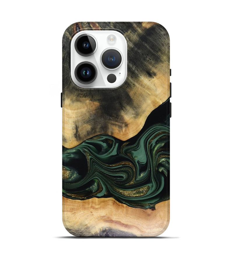 iPhone 15 Pro Wood Live Edge Phone Case - Ahmir (Green, 816140)