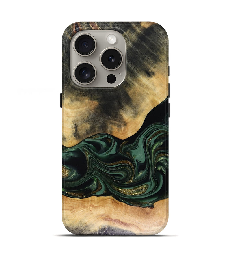 iPhone 16 Pro Wood Live Edge Phone Case - Ahmir (Green, 816140)