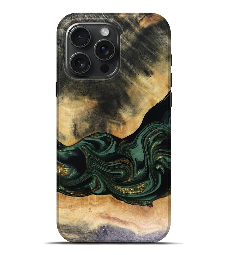 iPhone 16 Pro Max Wood Live Edge Phone Case - Ahmir (Green, 816140)