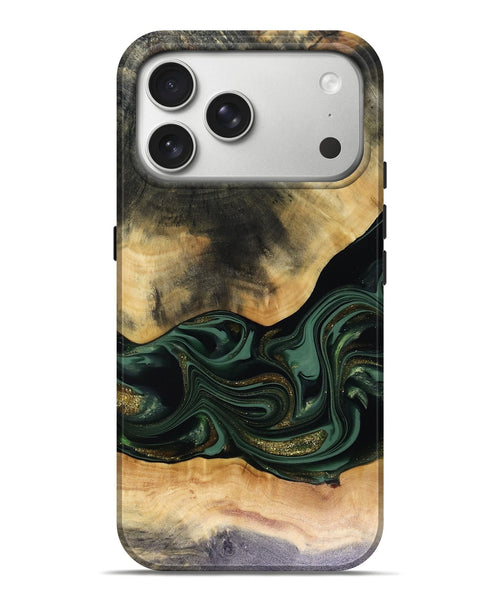 iPhone 17 Pro Max Wood Live Edge Phone Case - Ahmir (Green, 816140)