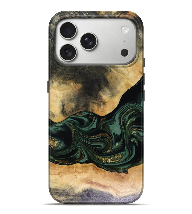 iPhone 17 Pro Max Wood Live Edge Phone Case - Ahmir (Green, 816140)