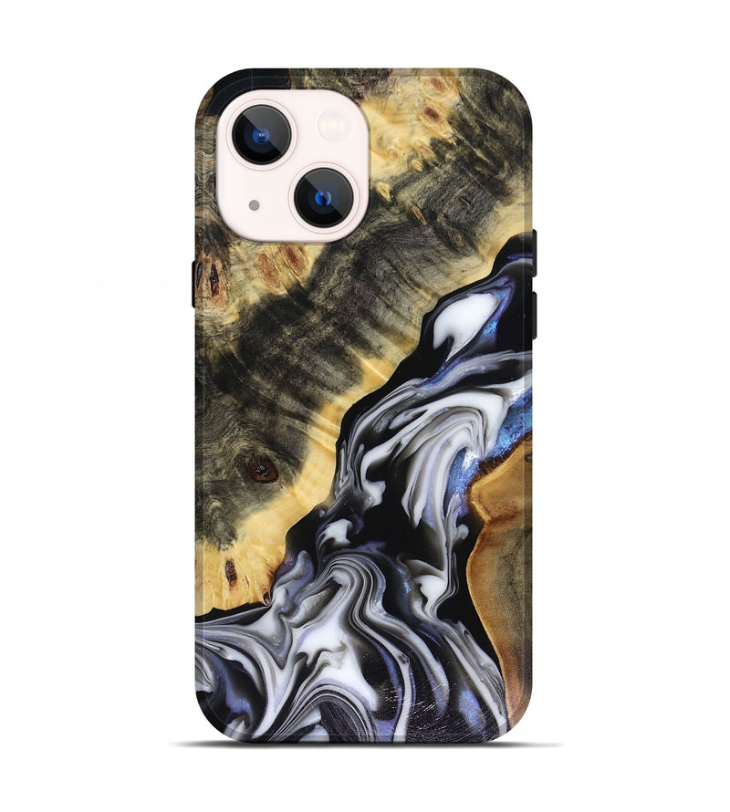 iPhone 13 Wood Live Edge Phone Case - Kassie (Black & White, 816141)