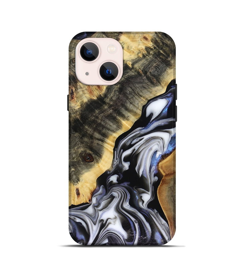 iPhone 13 mini Wood Live Edge Phone Case - Kassie (Black & White, 816141)