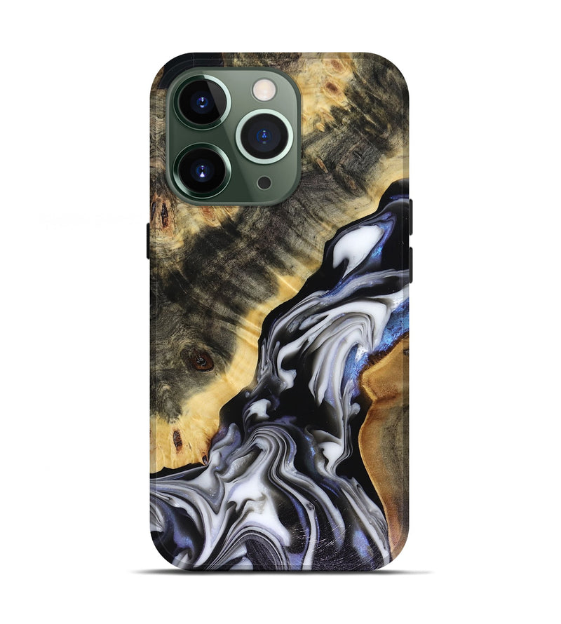iPhone 13 Pro Wood Live Edge Phone Case - Kassie (Black & White, 816141)