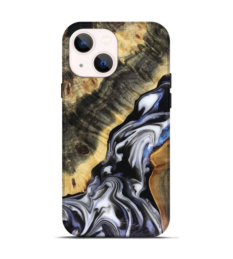 iPhone 14 Wood Live Edge Phone Case - Kassie (Black & White, 816141)