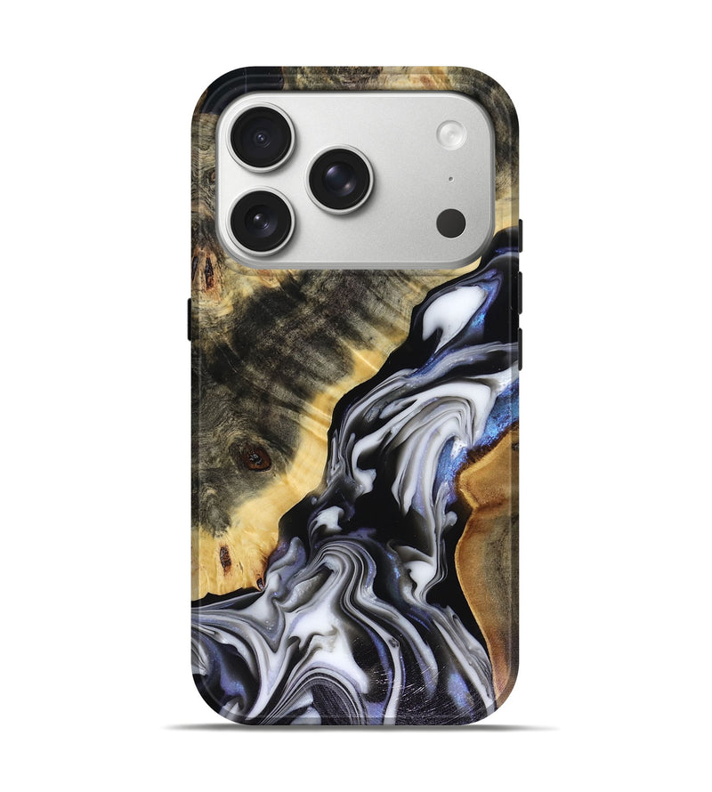 iPhone 17 Pro Wood Live Edge Phone Case - Kassie (Black & White, 816141)