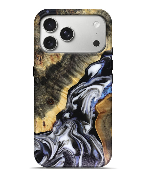 iPhone 17 Pro Max Wood Live Edge Phone Case - Kassie (Black & White, 816141)