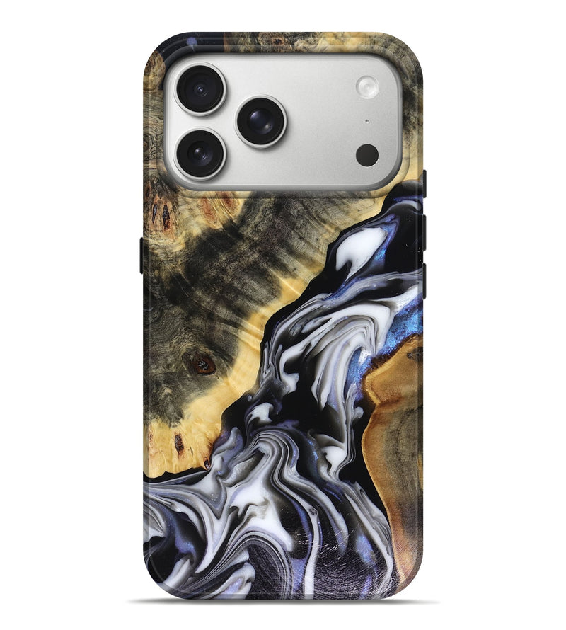iPhone 17 Pro Max Wood Live Edge Phone Case - Kassie (Black & White, 816141)
