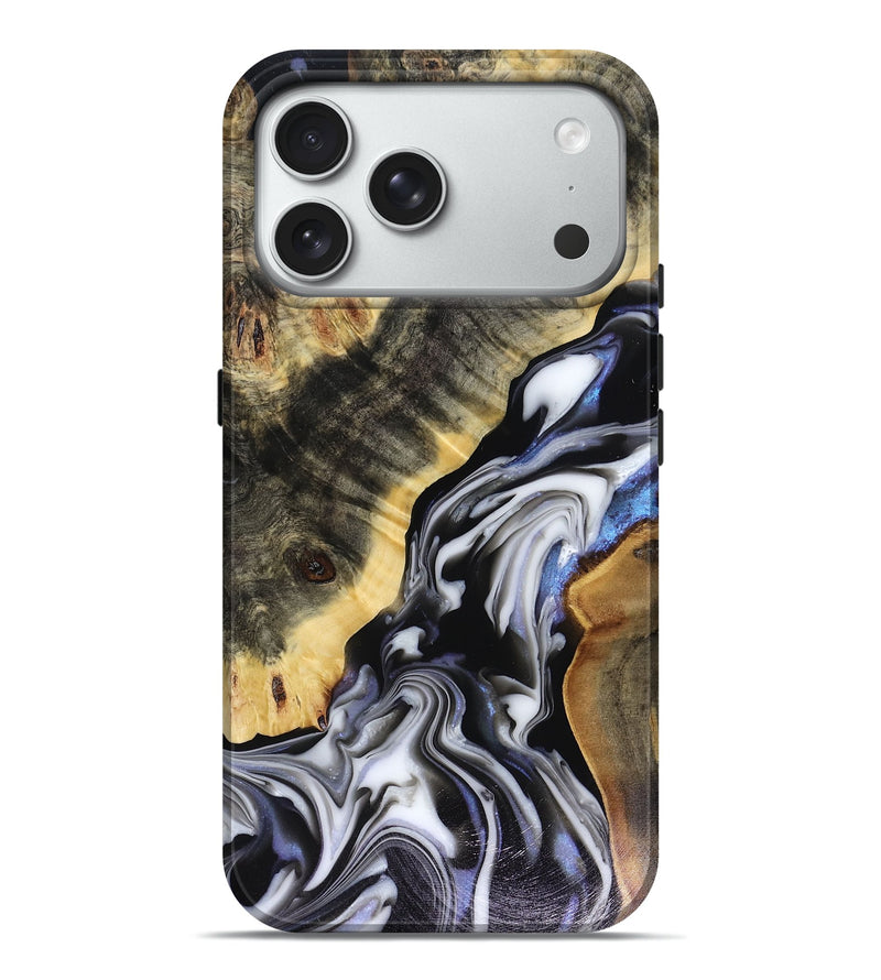 iPhone 18 Pro Max Wood Live Edge Phone Case - Kassie (Black & White, 816141)