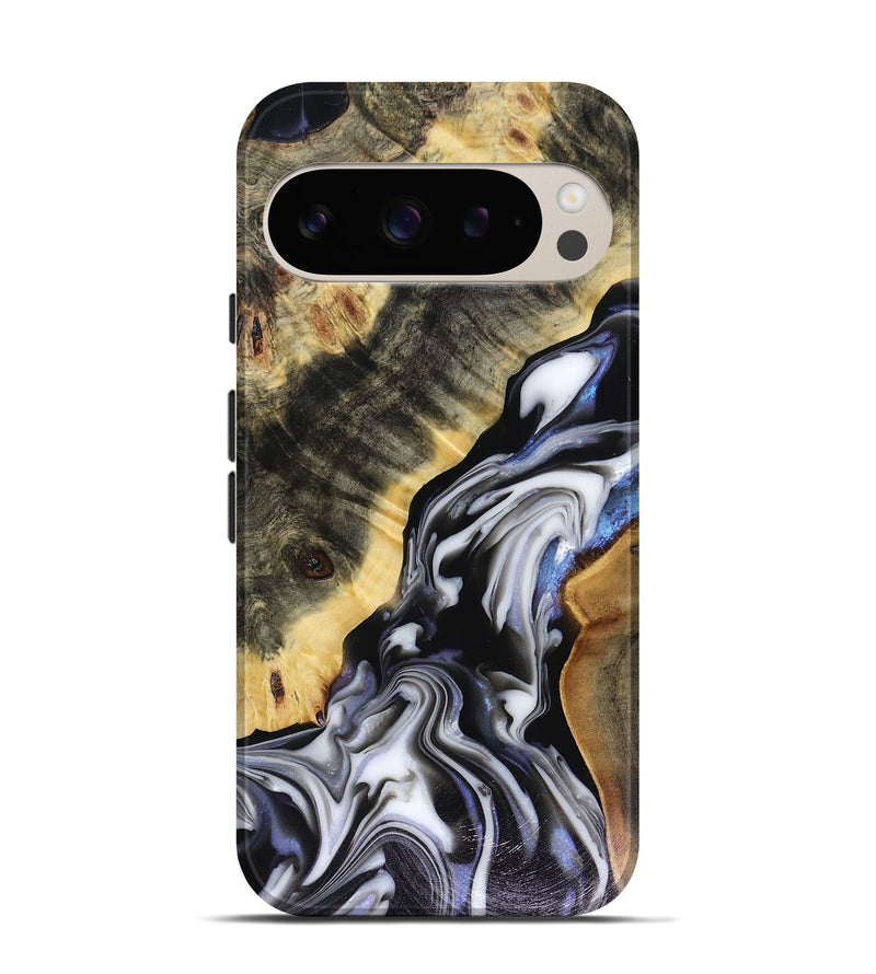 Pixel 9 Pro Wood Live Edge Phone Case - Kassie (Black & White, 816141)