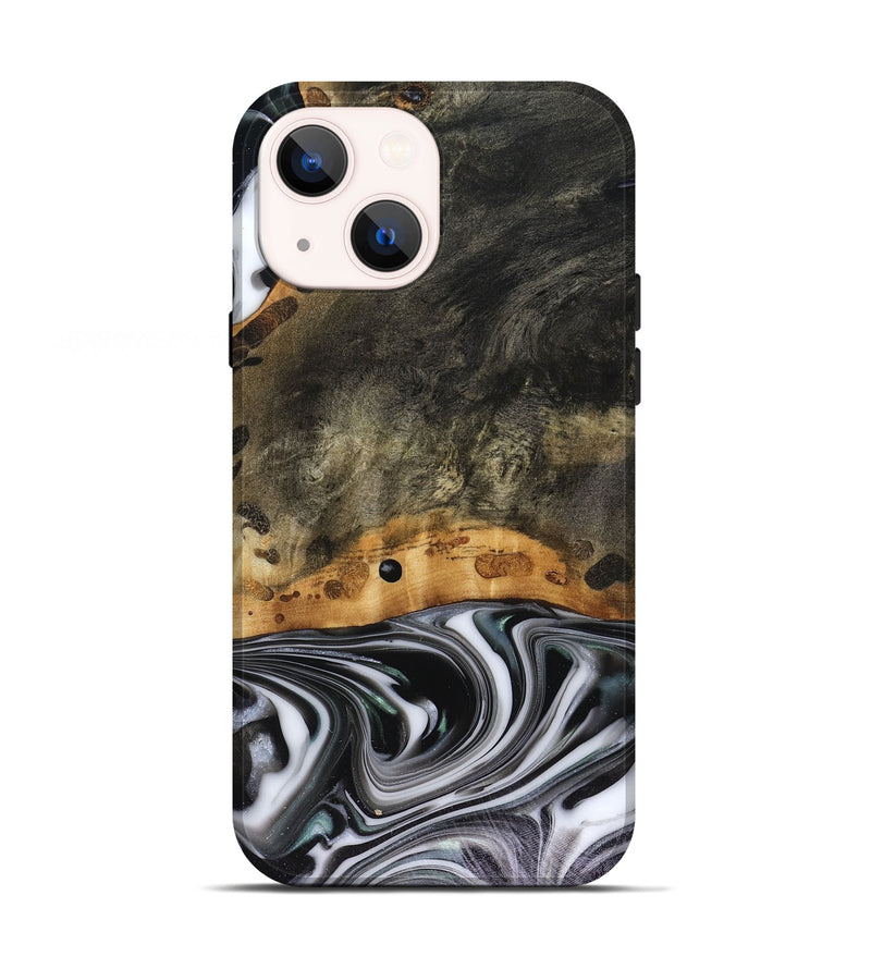 iPhone 13 Wood Live Edge Phone Case - Kayson (Black & White, 816143)