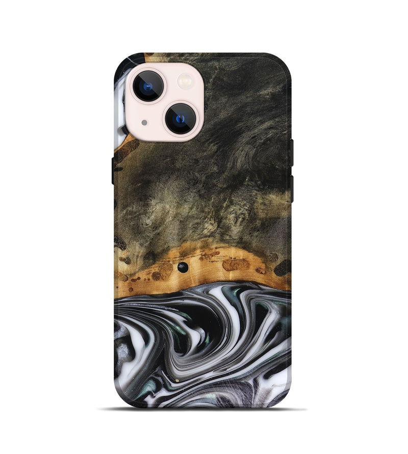 iPhone 13 mini Wood Live Edge Phone Case - Kayson (Black & White, 816143)