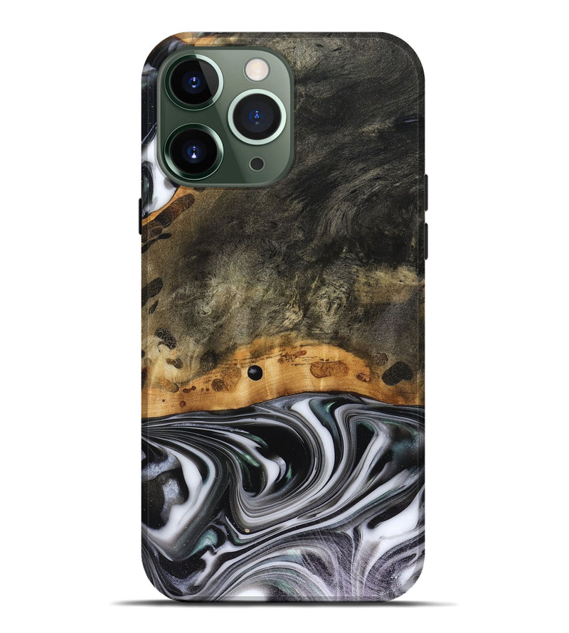 iPhone 13 Pro Max Wood Live Edge Phone Case - Kayson (Black & White, 816143)