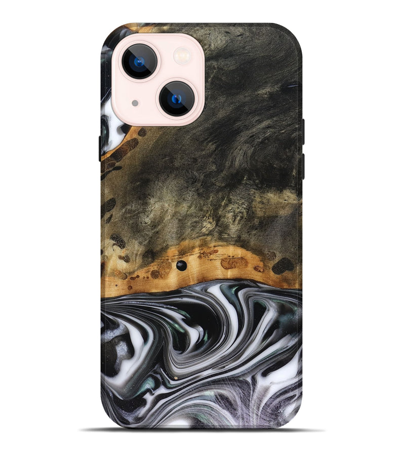 iPhone 14 Plus Wood Live Edge Phone Case - Kayson (Black & White, 816143)