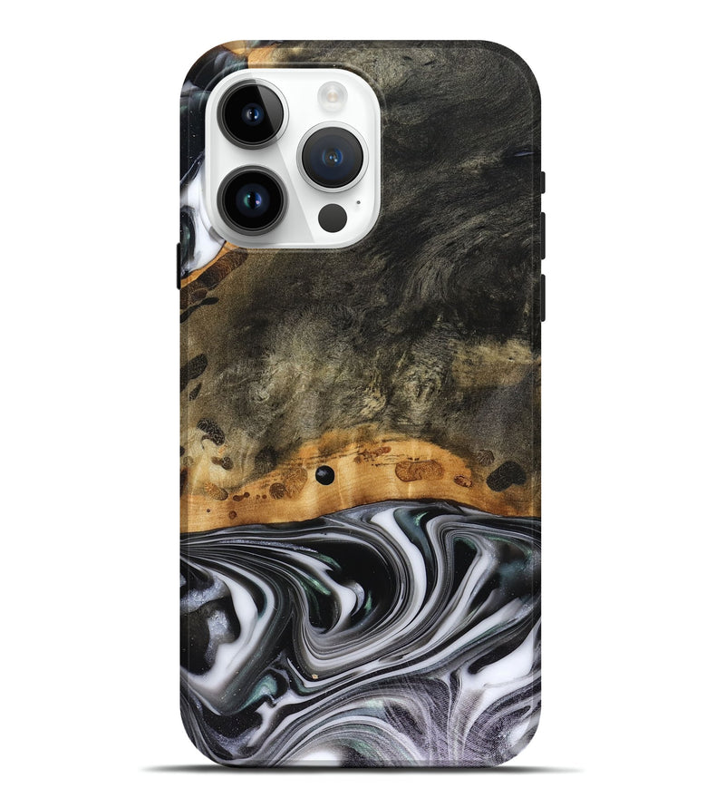 iPhone 15 Pro Max Wood Live Edge Phone Case - Kayson (Black & White, 816143)