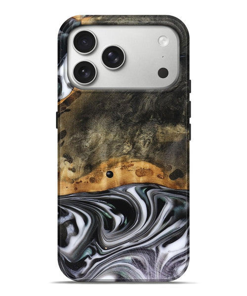 iPhone 17 Pro Max Wood Live Edge Phone Case - Kayson (Black & White, 816143)