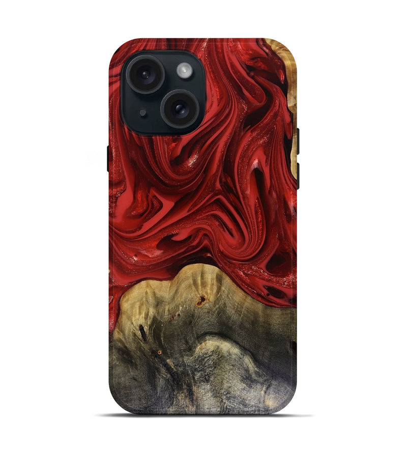 iPhone 15 Wood Live Edge Phone Case - Oliver (Red, 816145)