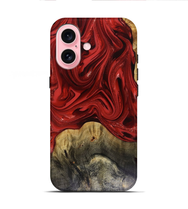 iPhone 16 Wood Live Edge Phone Case - Oliver (Red, 816145)
