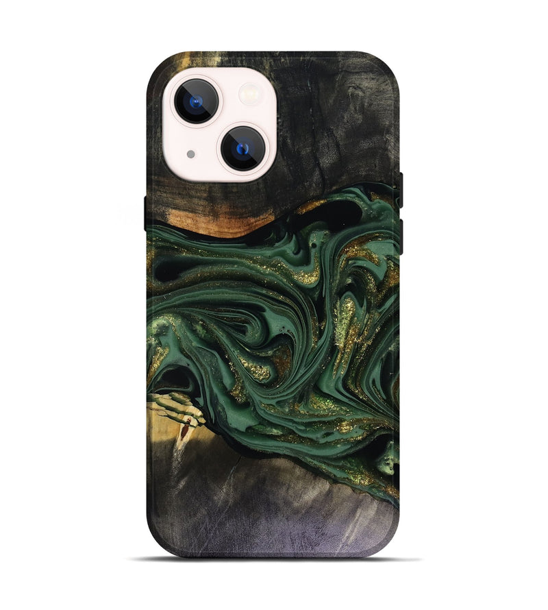 iPhone 14 Wood Live Edge Phone Case - Murphy (Green, 816146)