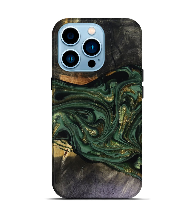 iPhone 14 Pro Wood Live Edge Phone Case - Murphy (Green, 816146)