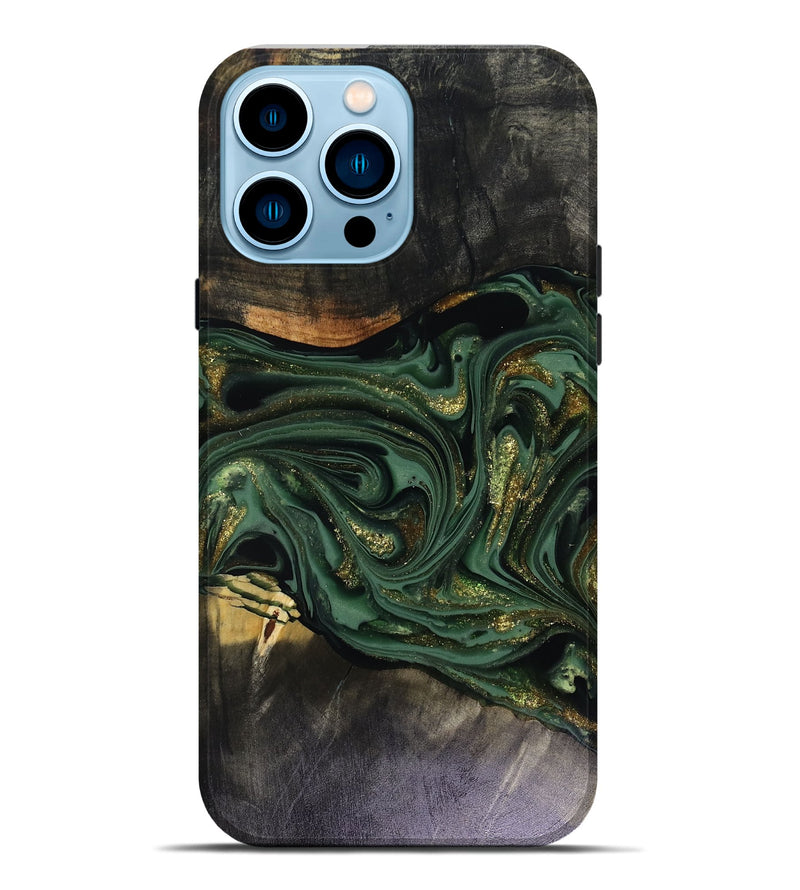 iPhone 14 Pro Max Wood Live Edge Phone Case - Murphy (Green, 816146)