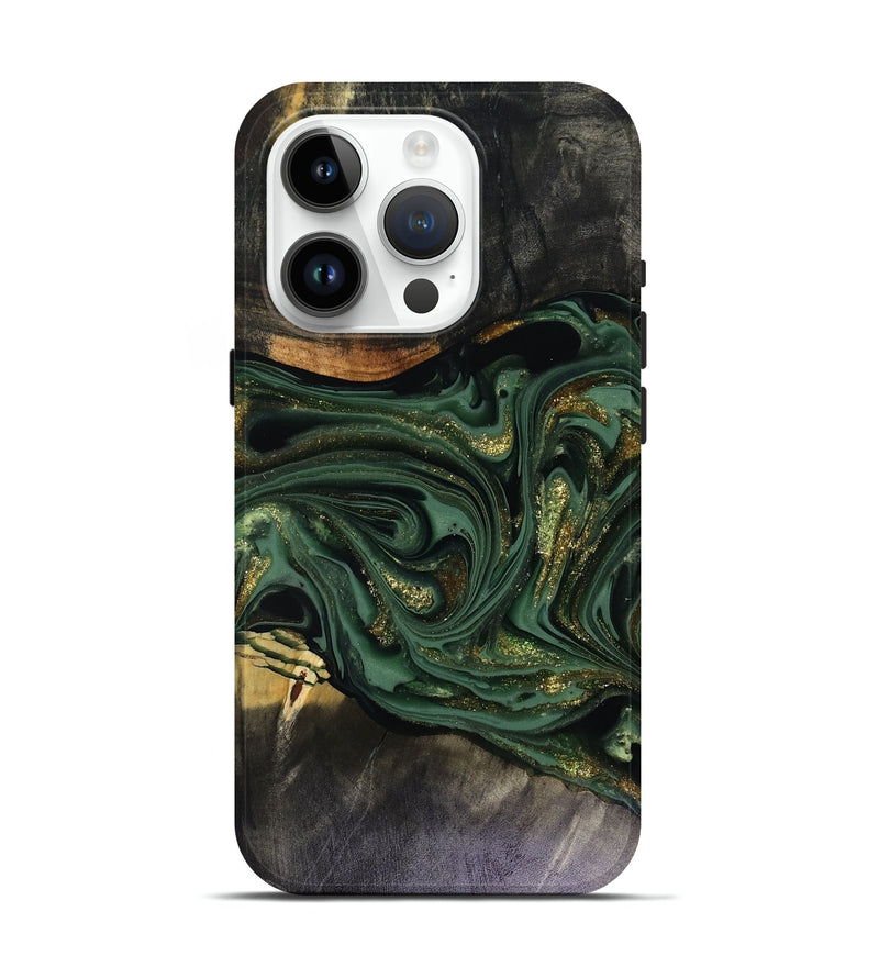iPhone 15 Pro Wood Live Edge Phone Case - Murphy (Green, 816146)