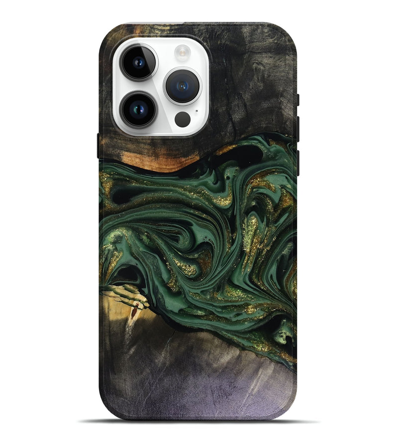 iPhone 15 Pro Max Wood Live Edge Phone Case - Murphy (Green, 816146)
