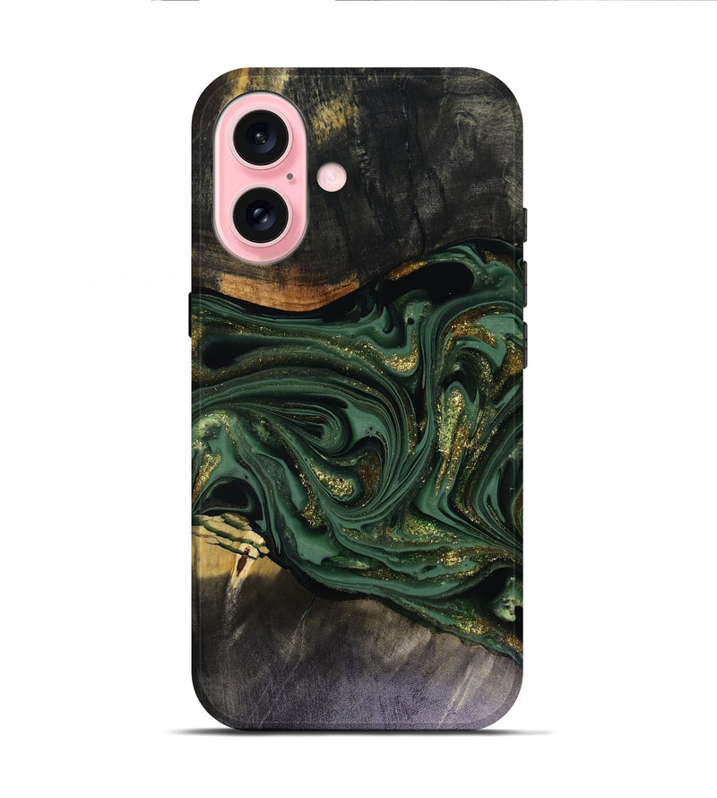 iPhone 16 Wood Live Edge Phone Case - Murphy (Green, 816146)