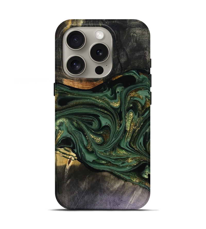 iPhone 16 Pro Wood Live Edge Phone Case - Murphy (Green, 816146)