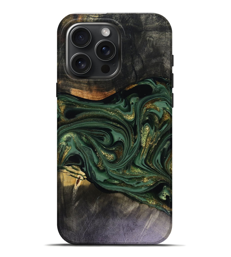 iPhone 16 Pro Max Wood Live Edge Phone Case - Murphy (Green, 816146)