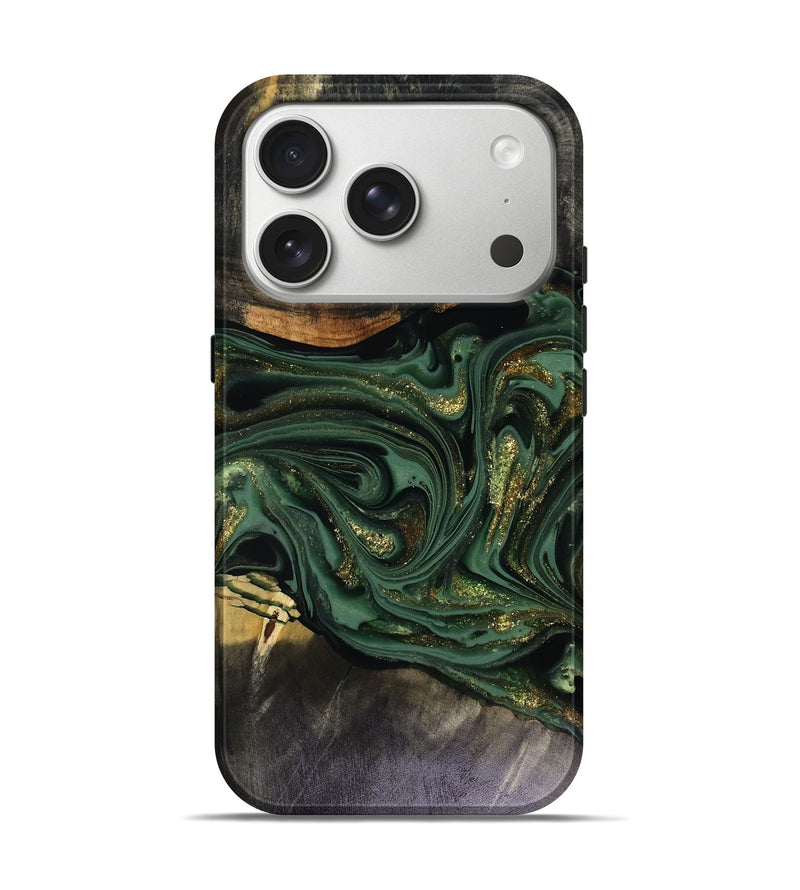 iPhone 17 Pro Wood Live Edge Phone Case - Murphy (Green, 816146)