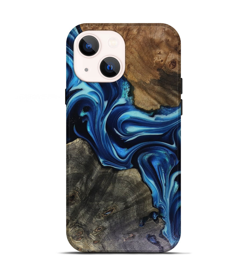 iPhone 13 Wood Live Edge Phone Case - Jenni (Blue, 816147)