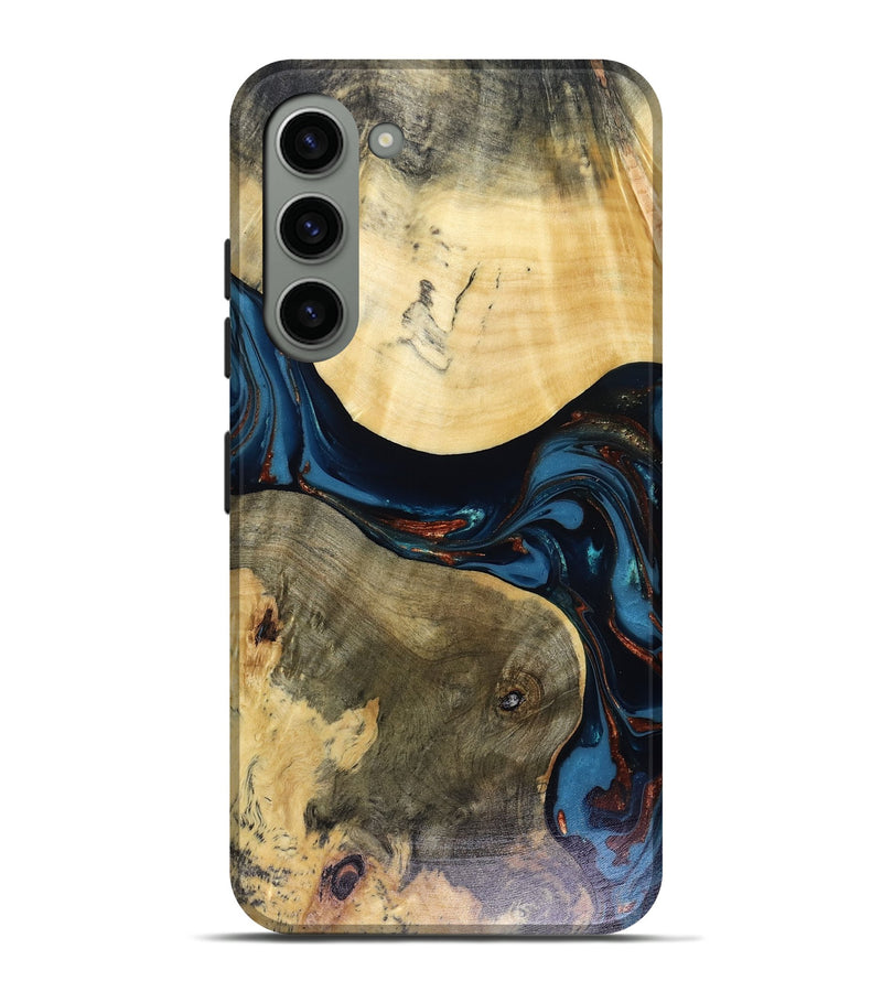 Galaxy S23 Plus Wood Live Edge Phone Case - Melinda (Teal & Gold, 816148)