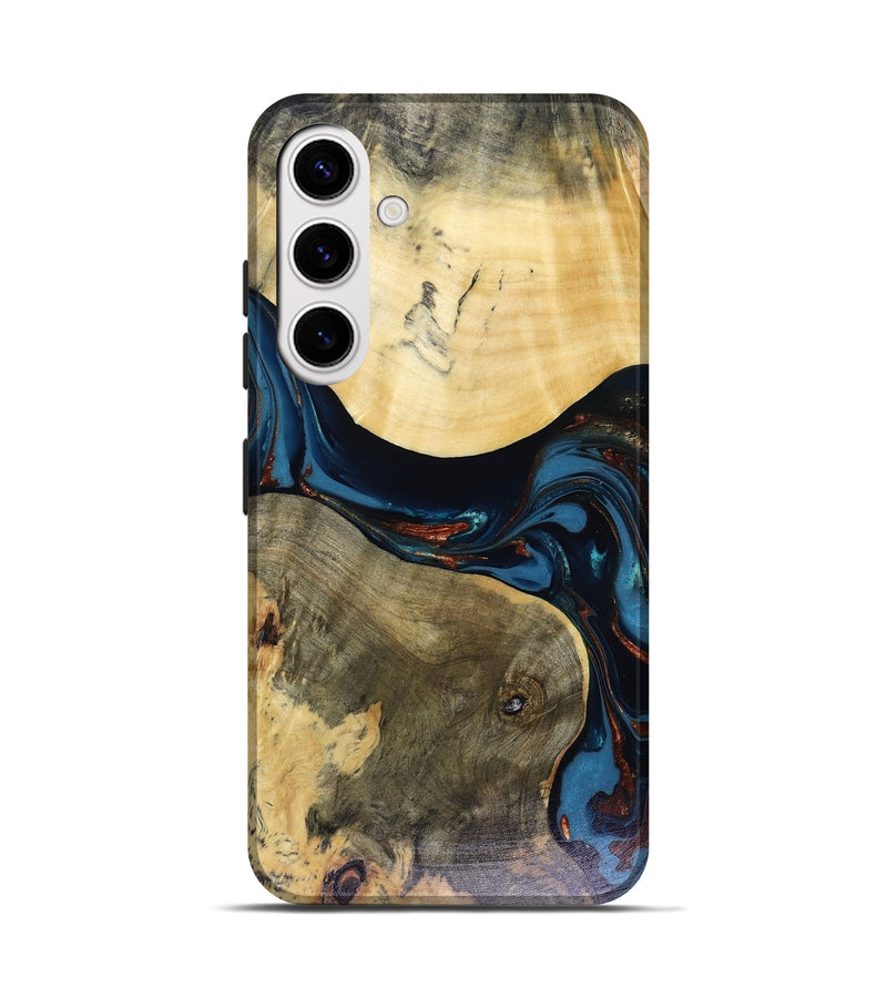 Galaxy S25 Wood Live Edge Phone Case - Melinda (Teal & Gold, 816148)
