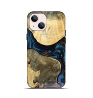 iPhone 13 mini Wood Live Edge Phone Case - Melinda (Teal & Gold, 816148)