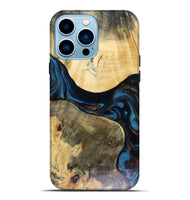 iPhone 14 Pro Max Wood Live Edge Phone Case - Melinda (Teal & Gold, 816148)
