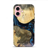 iPhone 16 Wood Live Edge Phone Case - Melinda (Teal & Gold, 816148)