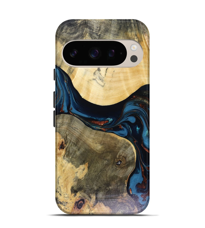 Pixel 10 Wood Live Edge Phone Case - Melinda (Teal & Gold, 816148)