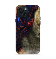 iPhone 15 Wood Live Edge Phone Case - Cruz (Red, 816150)