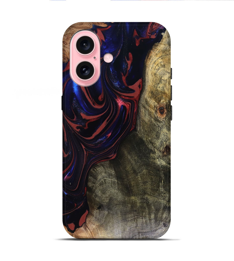 iPhone 16 Wood Live Edge Phone Case - Cruz (Red, 816150)
