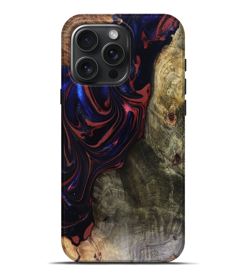 iPhone 16 Pro Max Wood Live Edge Phone Case - Cruz (Red, 816150)