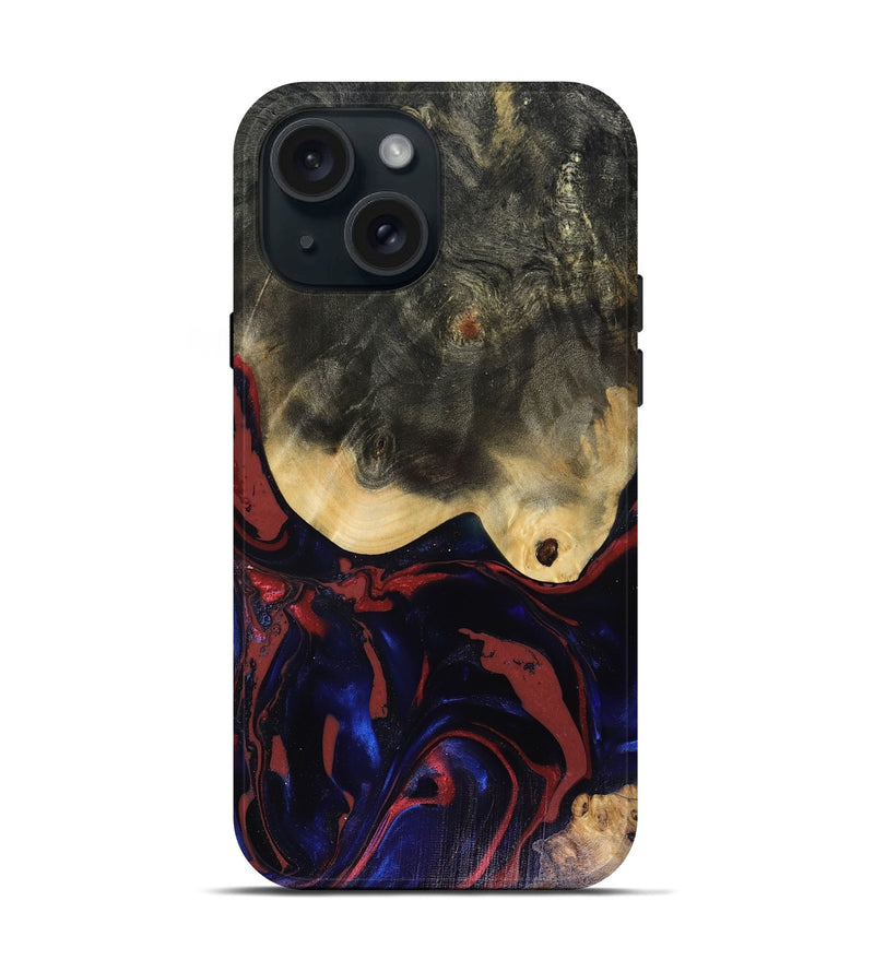 iPhone 15 Wood Live Edge Phone Case - Dillon (Red, 816151)