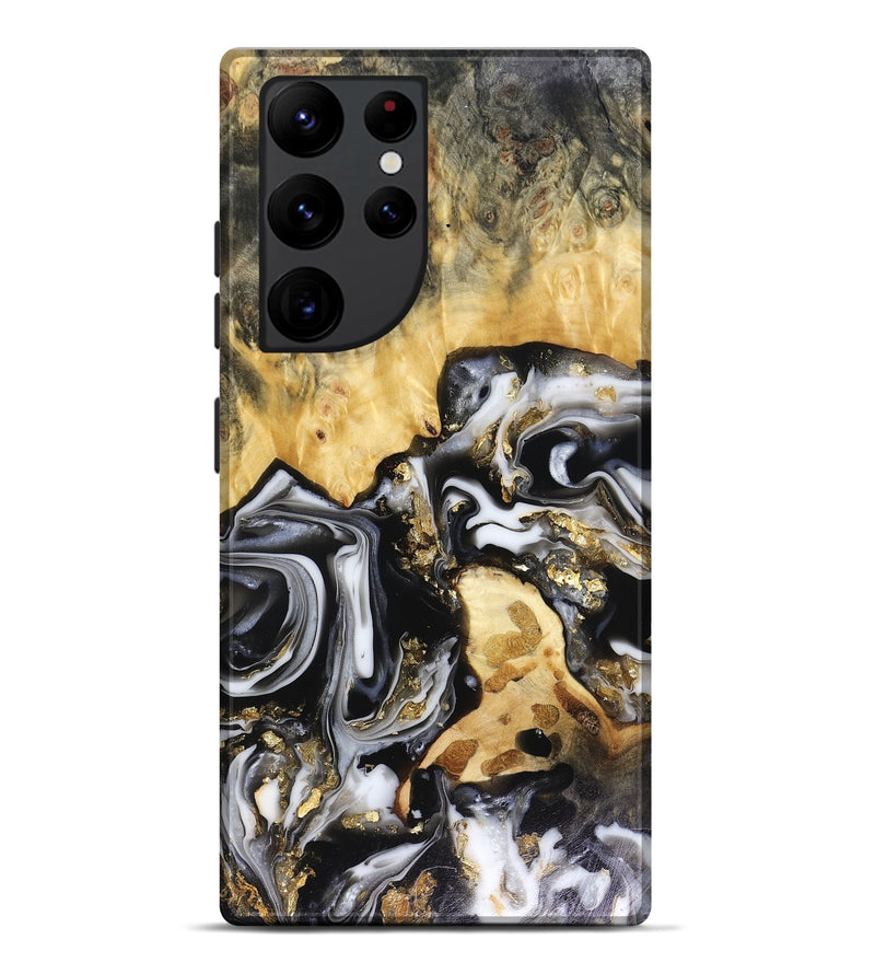 Galaxy S22 Ultra Wood Live Edge Phone Case - Bjorn (Black & White, 816152)