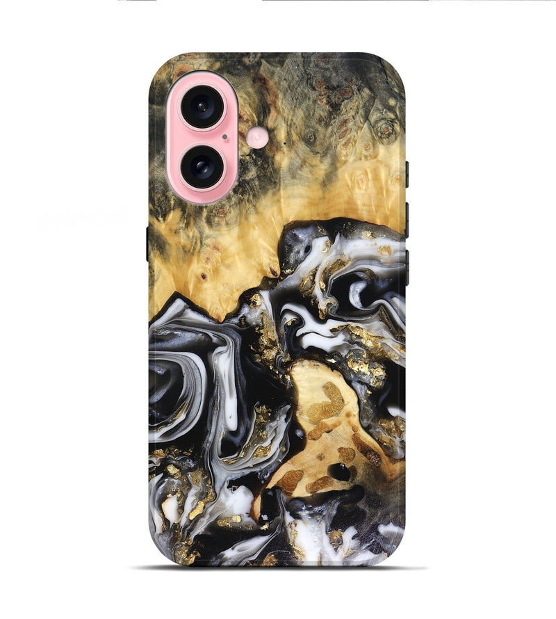 iPhone 16 Wood Live Edge Phone Case - Bjorn (Black & White, 816152)